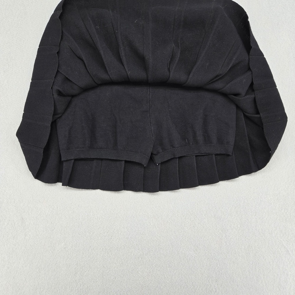 Daisy Black Pleated Knit Skort Pleated Tennis Mini Skirt Built In Shorts Large - Picture 6 of 9